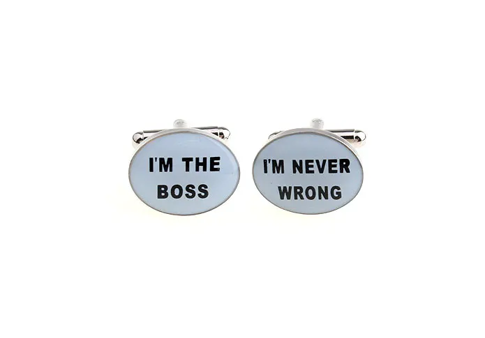 Бесплатная доставка мужские запонки I'M THE BOSS NEVER неправильный дизайн белый цвет