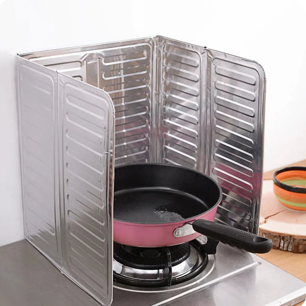 

Aluminum Foldable Kitchen Gas Stove Baffle Plate Kitchen Frying Pan Oil Splash Protection Screen Kichen Accessories