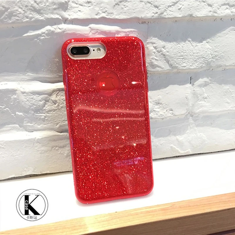 Red Shining Glitter Powder Phone Case For iPhone 14 Pro Max 13 12 Mini 11 X XR XS 7 8 Plus Luxury Fashion Soft Silicone Cover
