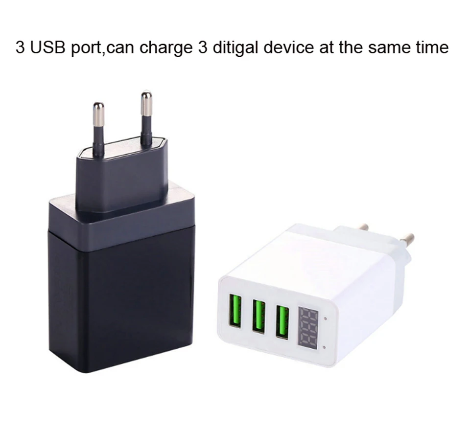 Светодиодный дисплей EU US 3 порта USB зарядное устройство 3 А USB ЗУ для мобильного телефона Быстрая зарядка настенное зарядное устройство для samsung S8 Xiaomi 9