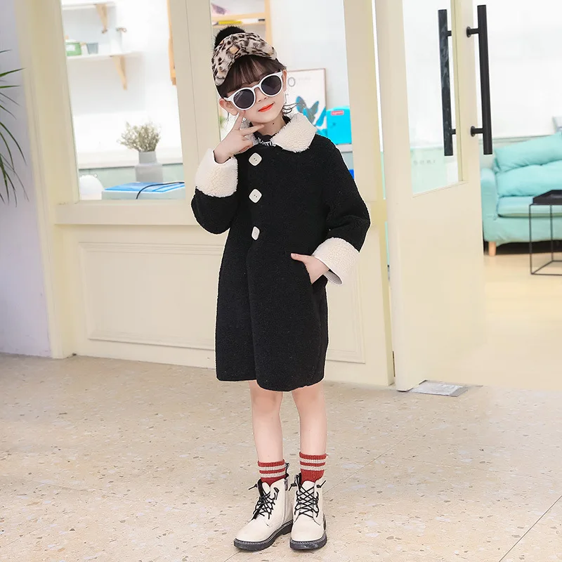 Girls Fur Coat Cuhk Integrated Children's Imitation Deerskin Topcoat of New Fund 2019 Autumn Winters Is Long | Детская одежда и