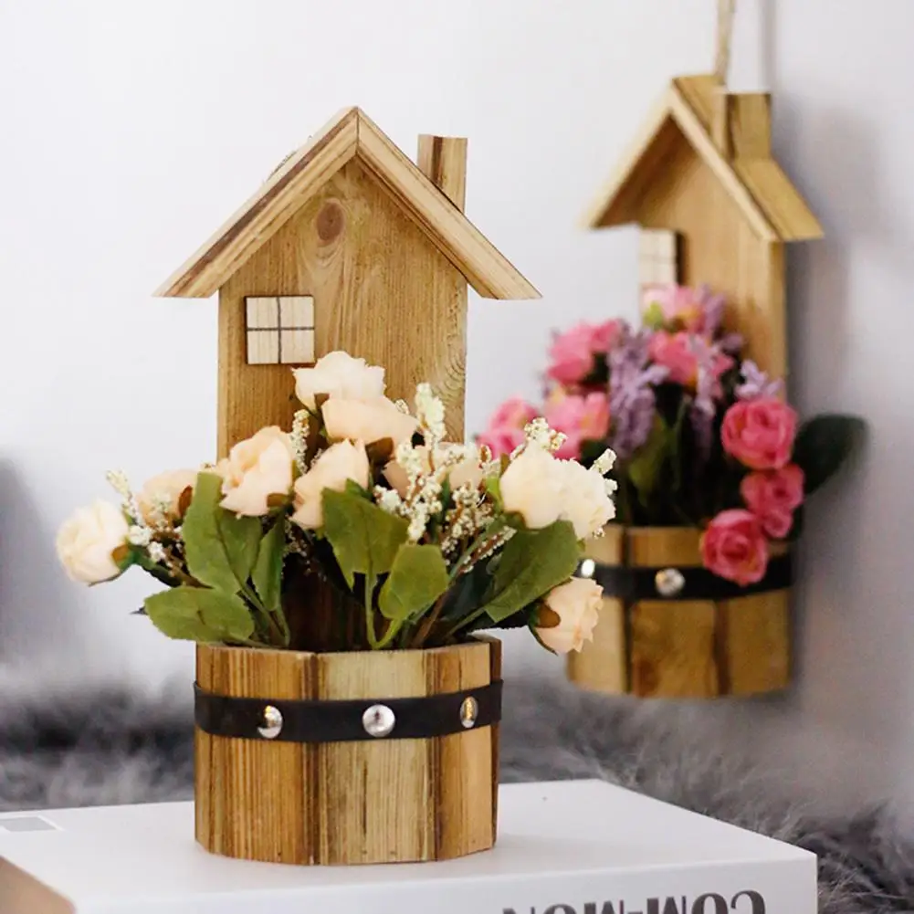 55% Прямая поставка! Деревянный дом имитация розы бонсай изысканный настенный