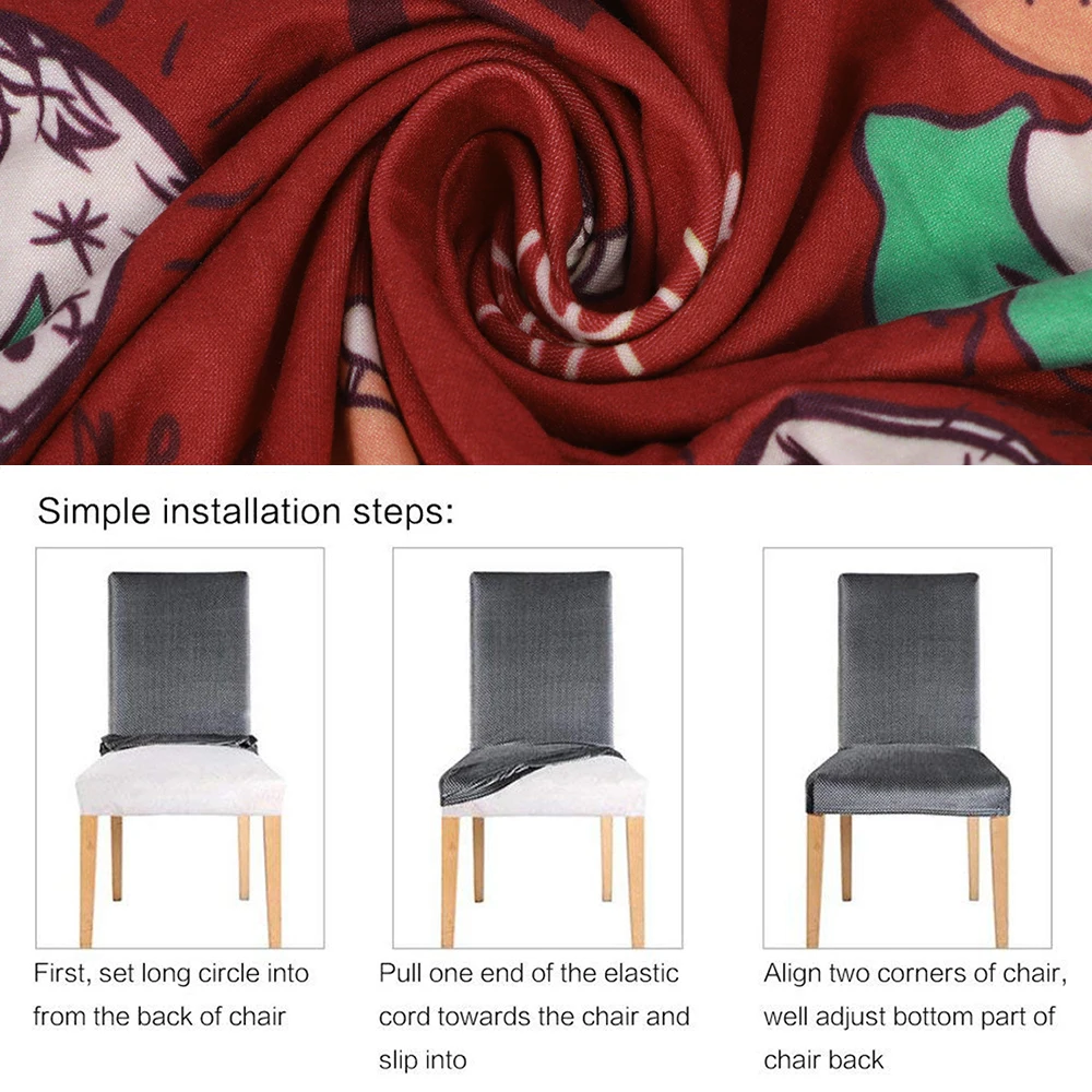 

Christmas Chair Cover 1/2/4/6Pcs Spandex Stretch Elastic Slipcover Chair Covers For Kitchen Dining Wedding Banquet Office Hotel