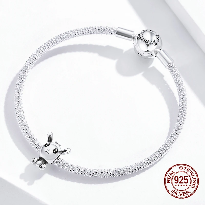 Шарм-бусина в виде кролика из серебра 925 пробы | Украшения и аксессуары