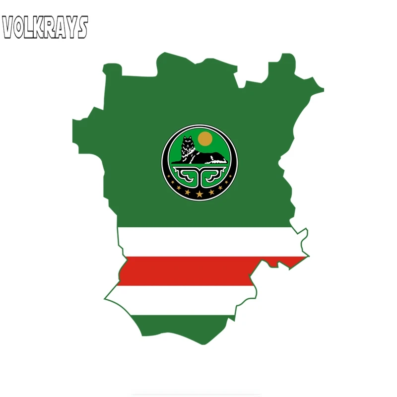 

Автомобильная наклейка Volkrays Map, Чеченская Республика иккера, аксессуары для мотоциклов, наклейки из ПВХ, 15 см * 13 см