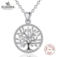 eudora 925 sterling silver tree of life necklace oak tree cz pendant nature jewelry bride birthday party best gift for women 401