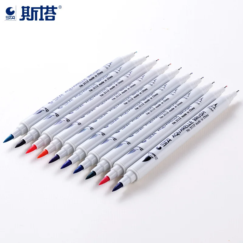 Набор двусторонних фломастеров STA 12/24/36/48/80 цветов для рисования скетчей