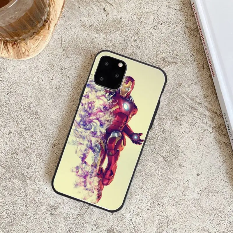 

Phone Case For Iphone 6 6s 7 8 Plus XR X XS XSmax 11 12 Pro Mini Max Superhero Iron Cover Man Black Soft