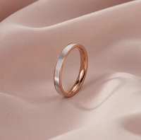 zn rose gold titanium steel ring for women men couple singles inlaid white shell simple finger rings wedding engagement ring