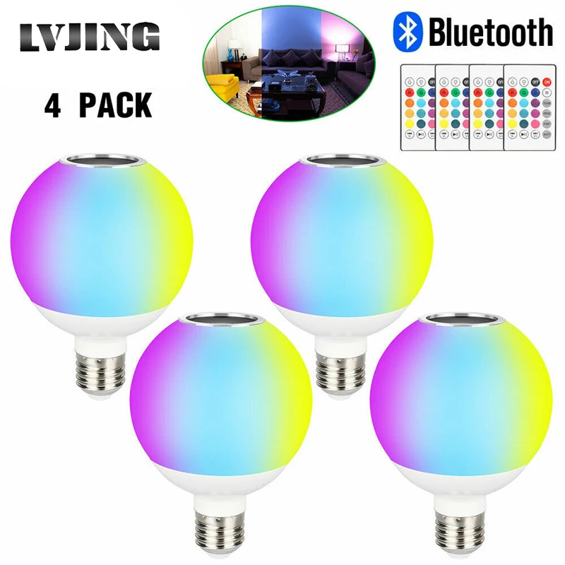 Умная Bluetooth лампа 4 шт./лот RGB Волшебная диммируемая E27 беспроводная Светодиодная