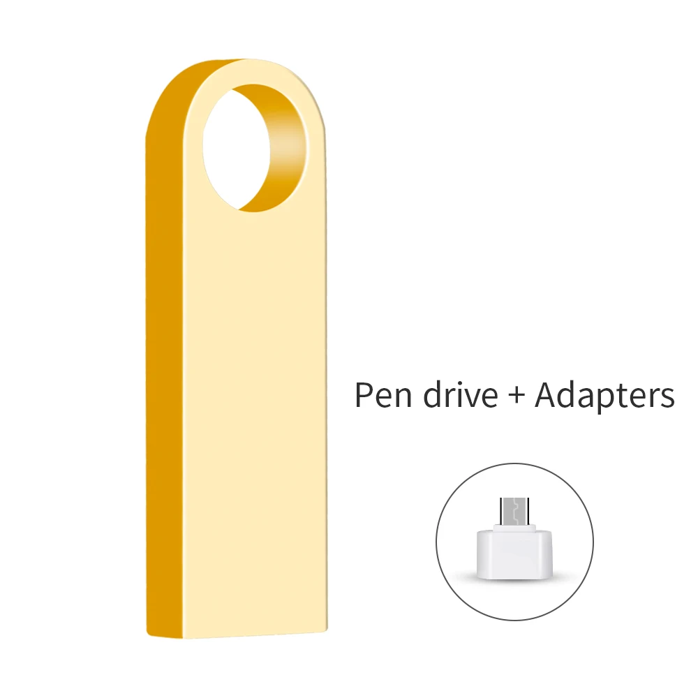 Gold Metal usb flash drive usb 2.0 flash memory stick 64GB 128GB high speed u disk 8GB pen drive 16GB pendrive 32GB free custom logo - Цвет: Gold