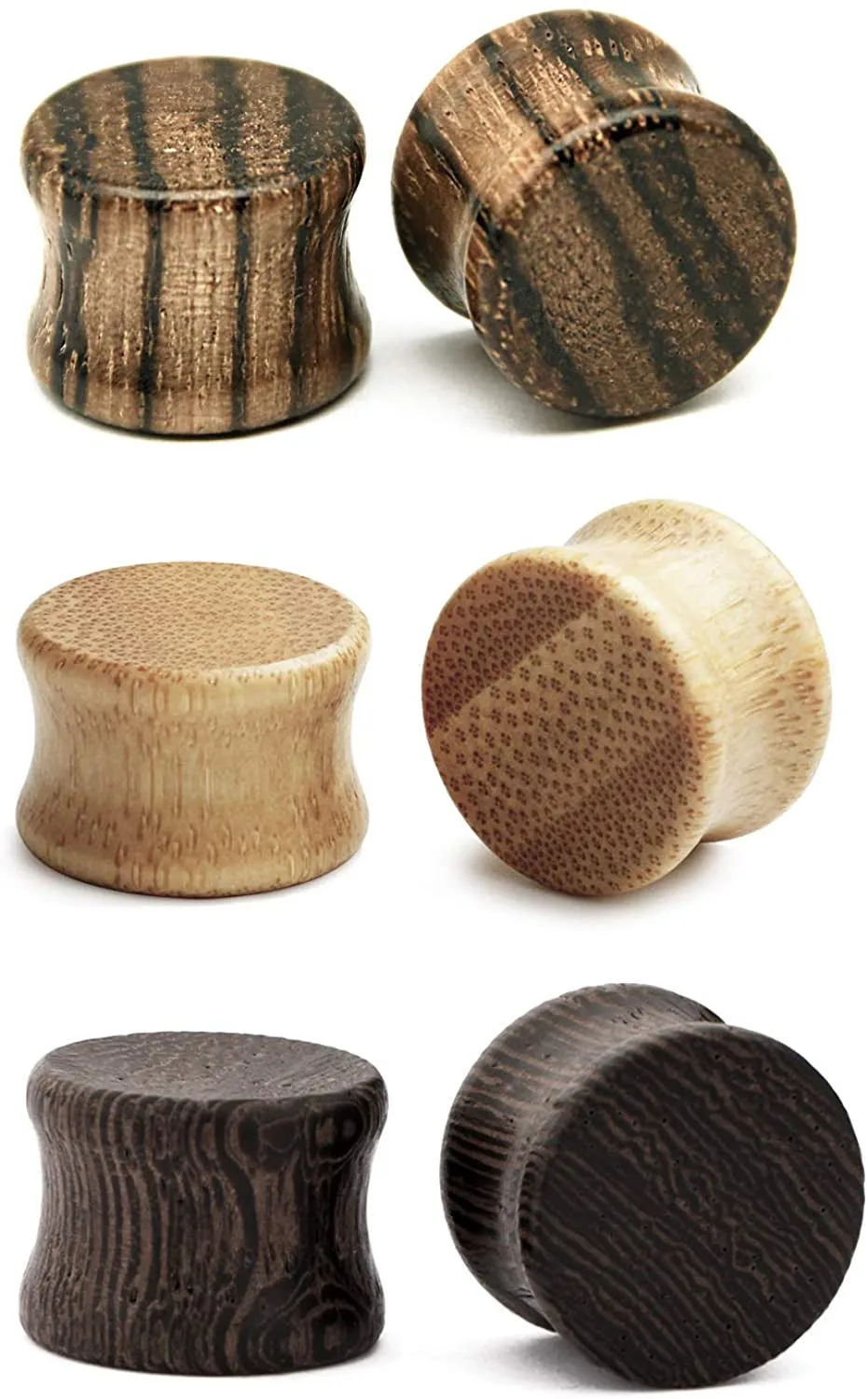 3 пары натуральные деревянные Затычки Для ушных туннелей твердые двойные