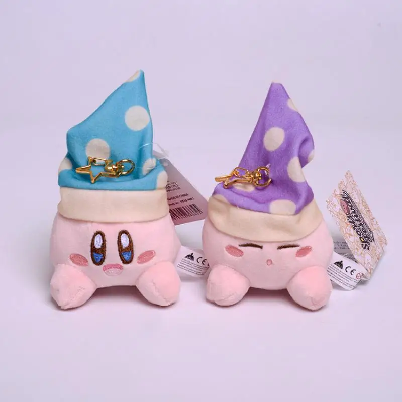 

7CM KAWAII Kirby Anime cartoon Series Kirby night-cap Blue Purple soft plush toy Bag guajian Ornaments Baby Boy girl Gift