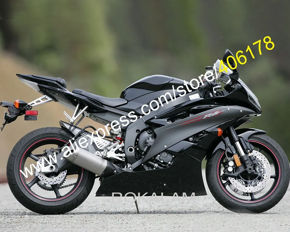 

For Yamaha YZF-R6 06 07 YZF-R600 YZFR6 YZF 600 YZF R6 YZF600 2006 2007 Black Motorcycle Fairings (Injection Molding)