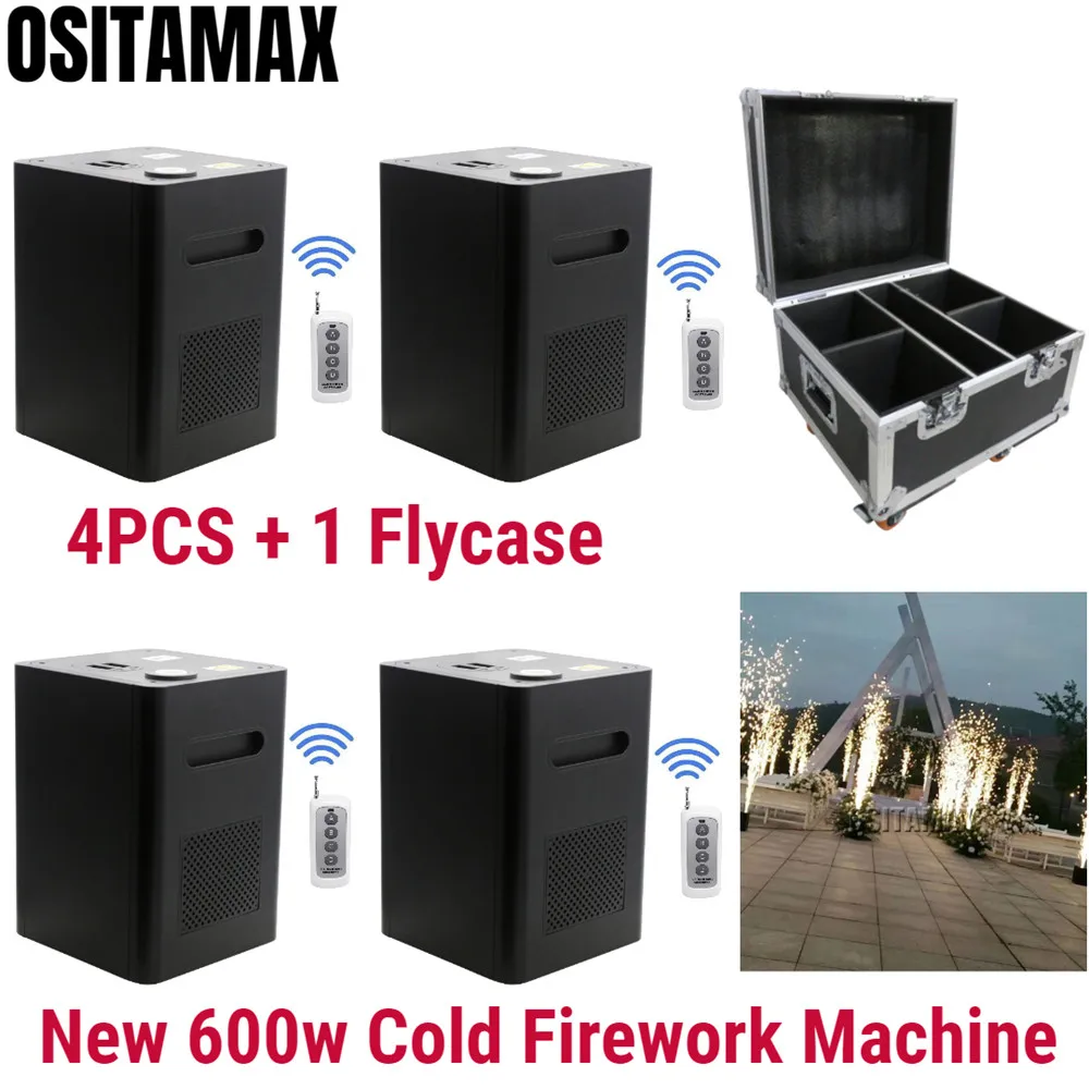 4pcs with 1 flycase 4 шт. с Flycase 600 Вт холодные Салюты пиротехнические машины дистанционного или сценическое оборудование DMX Искра фейерверк пламя фонтан свадьба - Цвет: 4pcs with 1 flycase