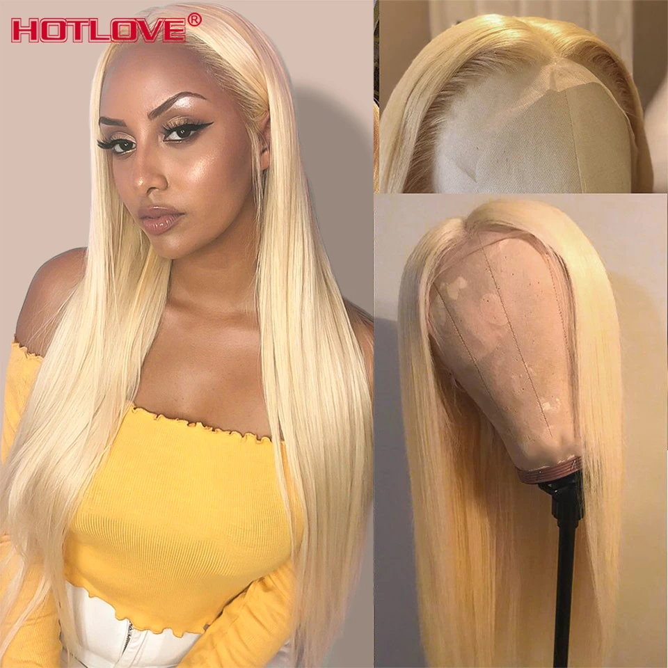13x4 613 Honey Blonde Lace Front Wig Human Hair Wig 30 Inch Indian Straight Transparent Lace Frontal Wig Pre Plucked 150% Remy