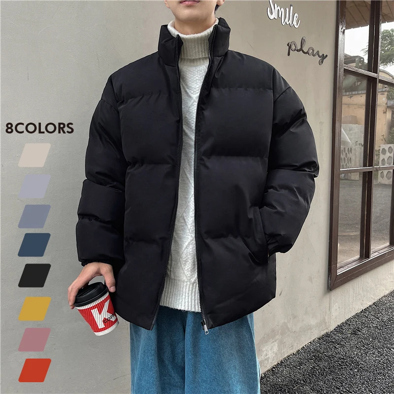 

Thicken Warm Jackets Mens 2021 Winter New Japanese Street Unisex Loose Hip Hop High Street All-match Stand Collar Puffer Jackets
