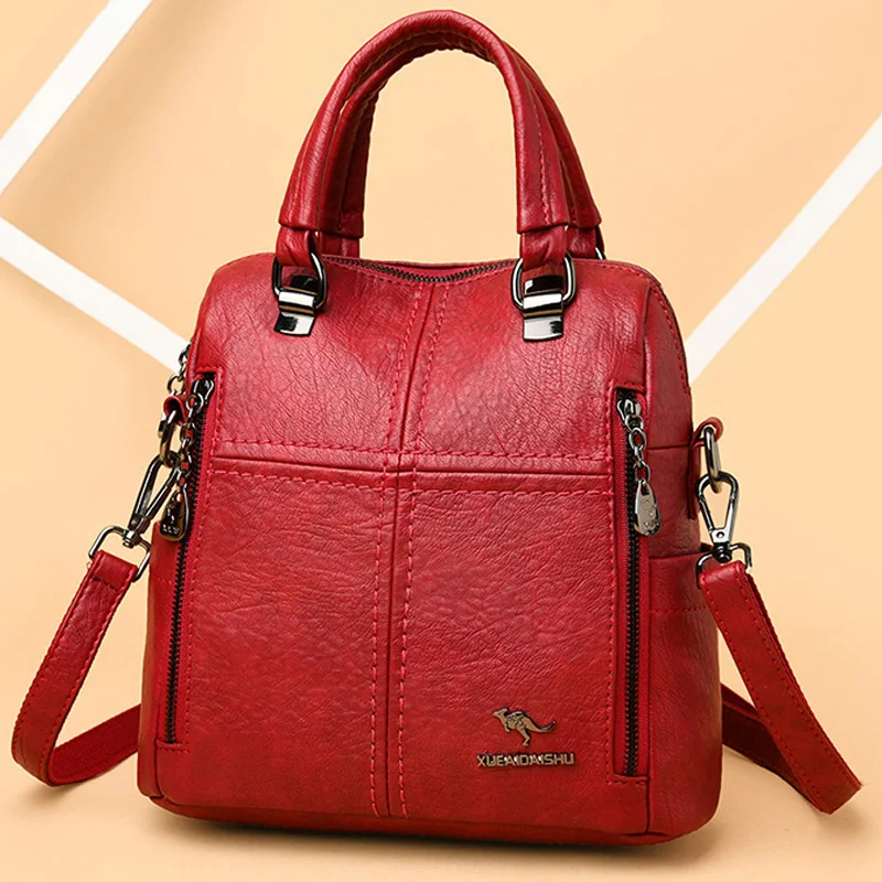 

3in1 Backpack Multifunction Women Backpacks Vintage Leather School Bags For Girls Shoulder Bag Ladies Travel Backpack Mochilas