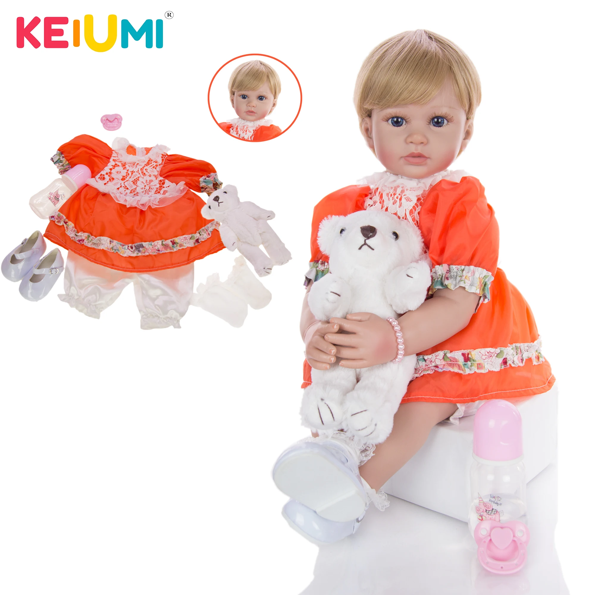 Реалистичная кукла Reborn Bonecas KEIUMI 60 см полипропиленовые хлопковые куклы для