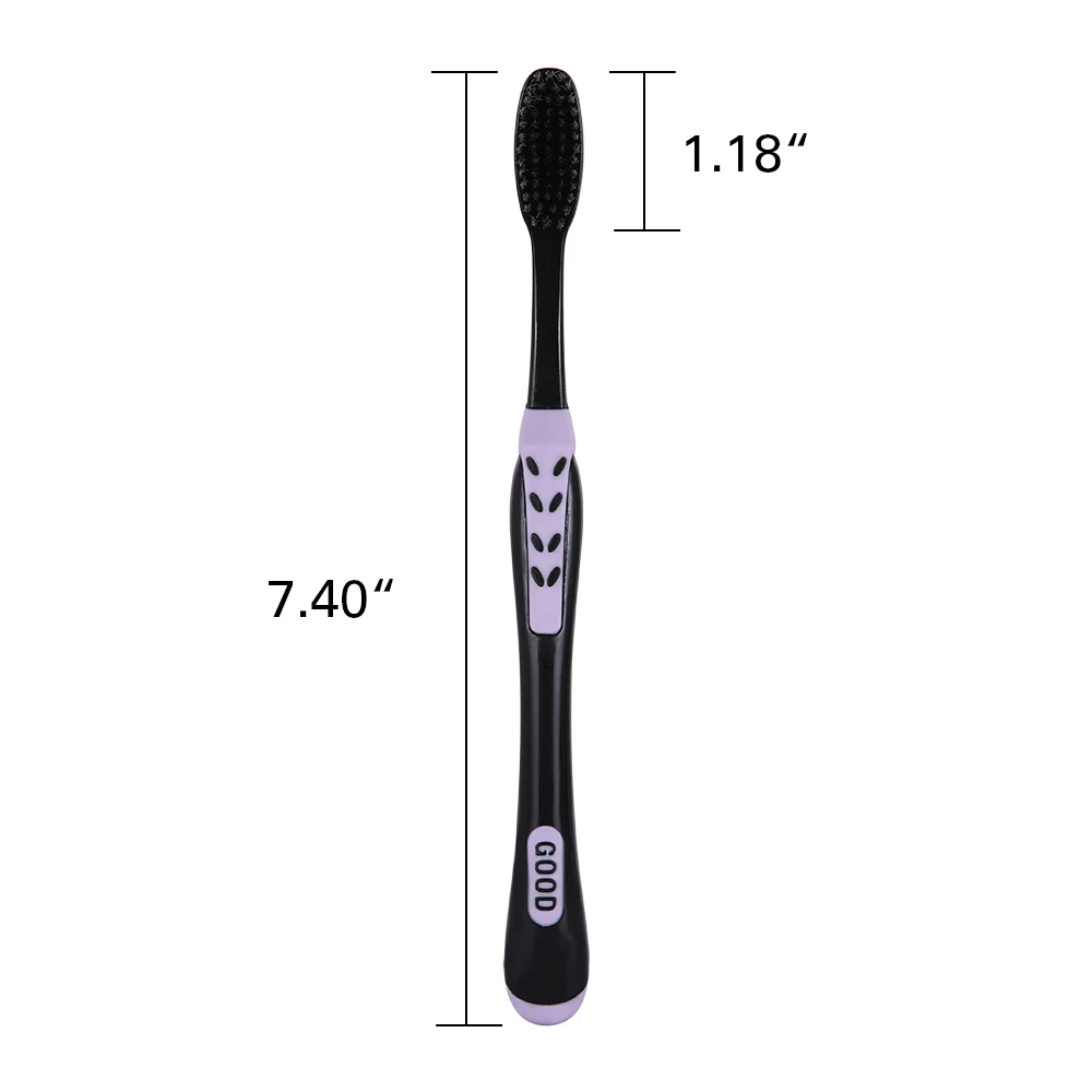 

20pcs Double Ultra Soft Toothbrush Bamboo Charcoal Nano Brush Oral Care 625 Nano-antibacterial Toothbrush Black Hair