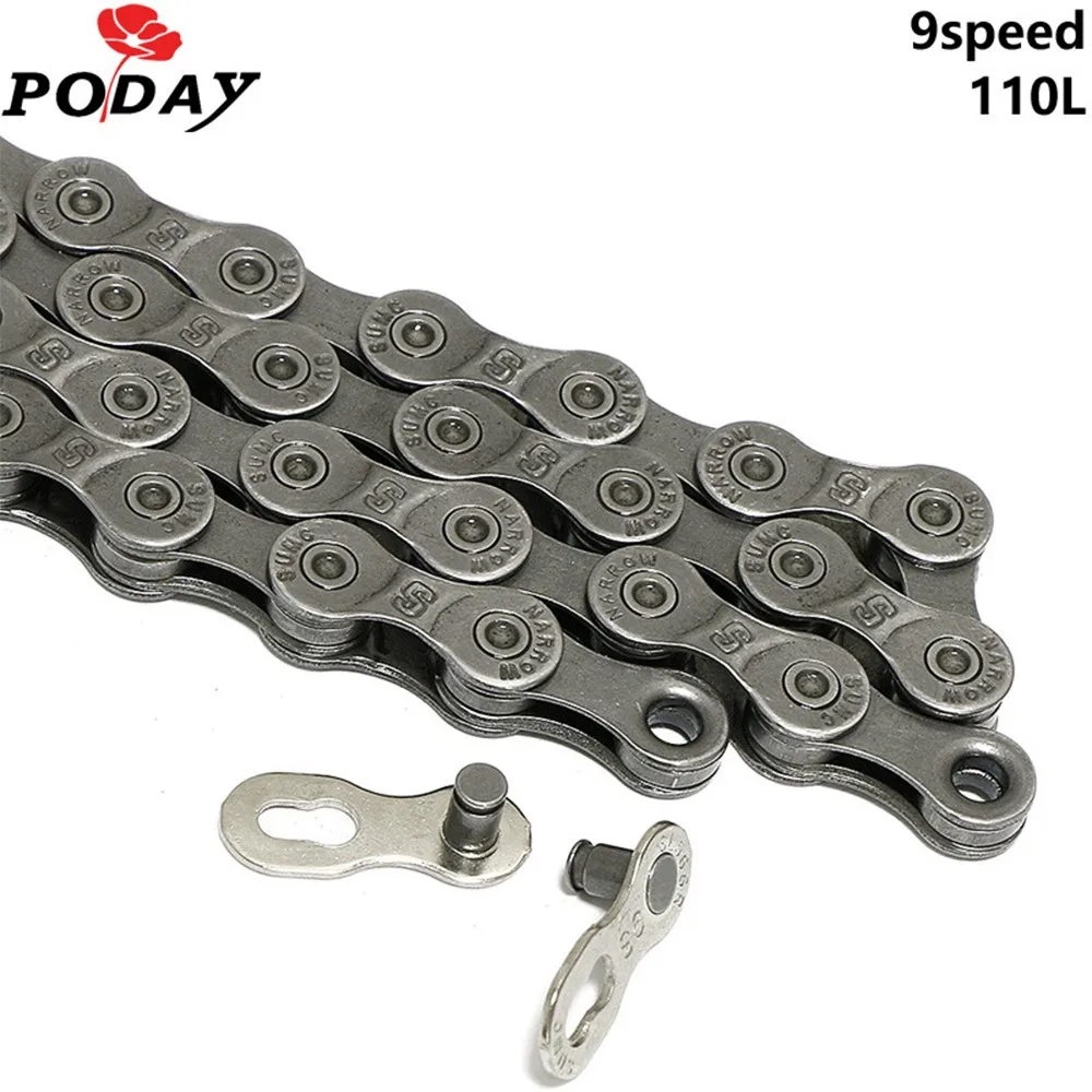 

Bike Chain 9/18/27 Speed Mountain Road Bicycle Chain 110 Link Steel Silver Bicycle Chain Components For-Shimano-Sram Cycling