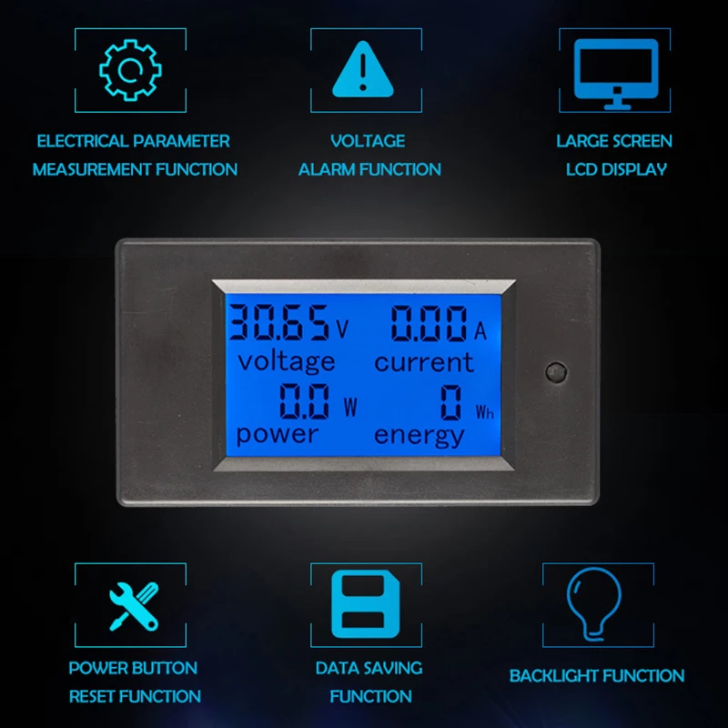 PZEM 031/051 цифровой амперметр постоянного тока Вольтметр 6 5 100 в 4 1 ЖК дисплей для