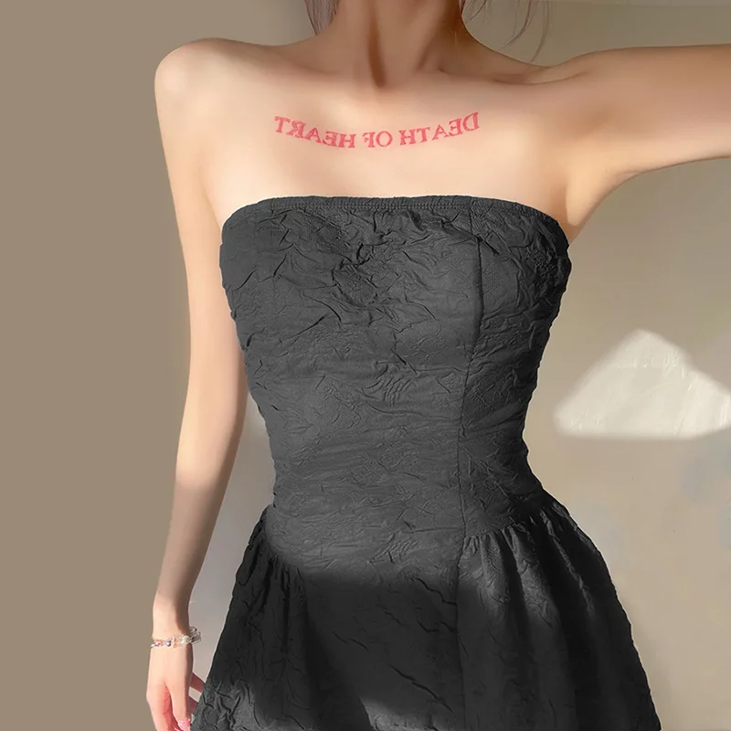 

Vintage Women Summer Fashion Sexy Embossing Mini Strapless Dresses 2021 Casual Birthday Club Beach Party Dress Slim High Stretch