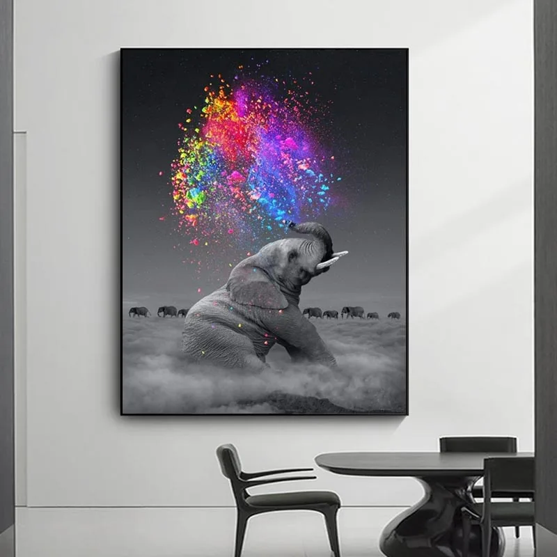 Фантазия Слон Wall Art Плакаты животных Печать на холсте настенный поп арт