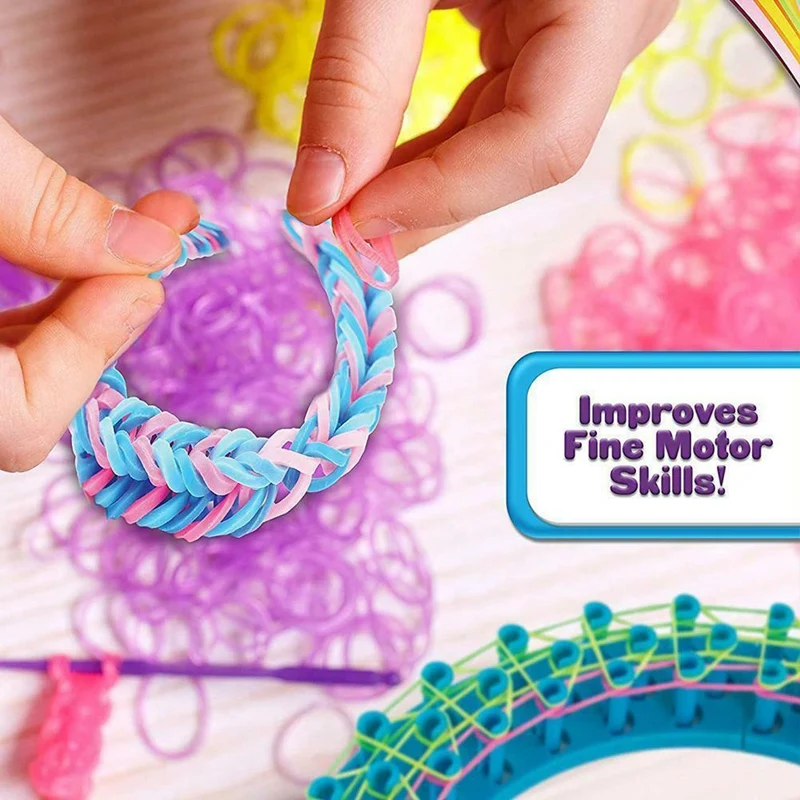 

32 Grid Rainbow Rubber Band Hand Knitting Device DIY Hand Strap Jewelry Color Daily Makeup Party Toy For Children Girl Gift