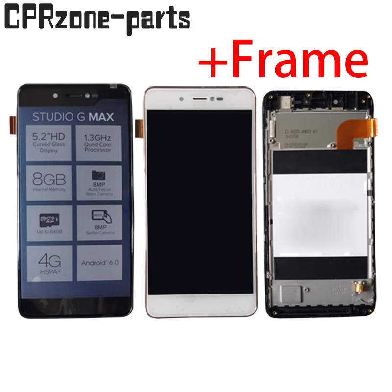 

Black / White For BLU Studio G Max S570Q LCD display with touch screen digitizer sensor panel assembly + Frame free shipping