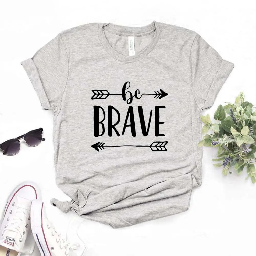 

Women T Shirt Be Brave Arrow Print Tshirt Women Short Sleeve O Neck Loose T-shirt Ladies Summer Causal Tee Shirt Clothes Tops