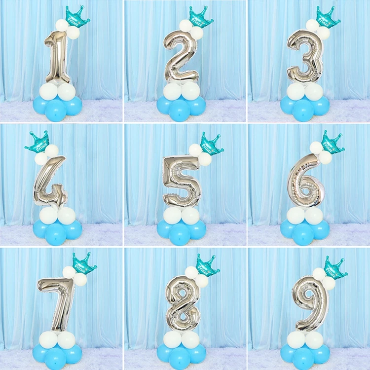 1, 1, 2, 3, 4, 5, 6, 7, 8, 9 лет, день рождения, номер фольги, колонны, воздушные шары, вечерние украшения для маленьких мальчиков и девочек, детские латексные принадлежности