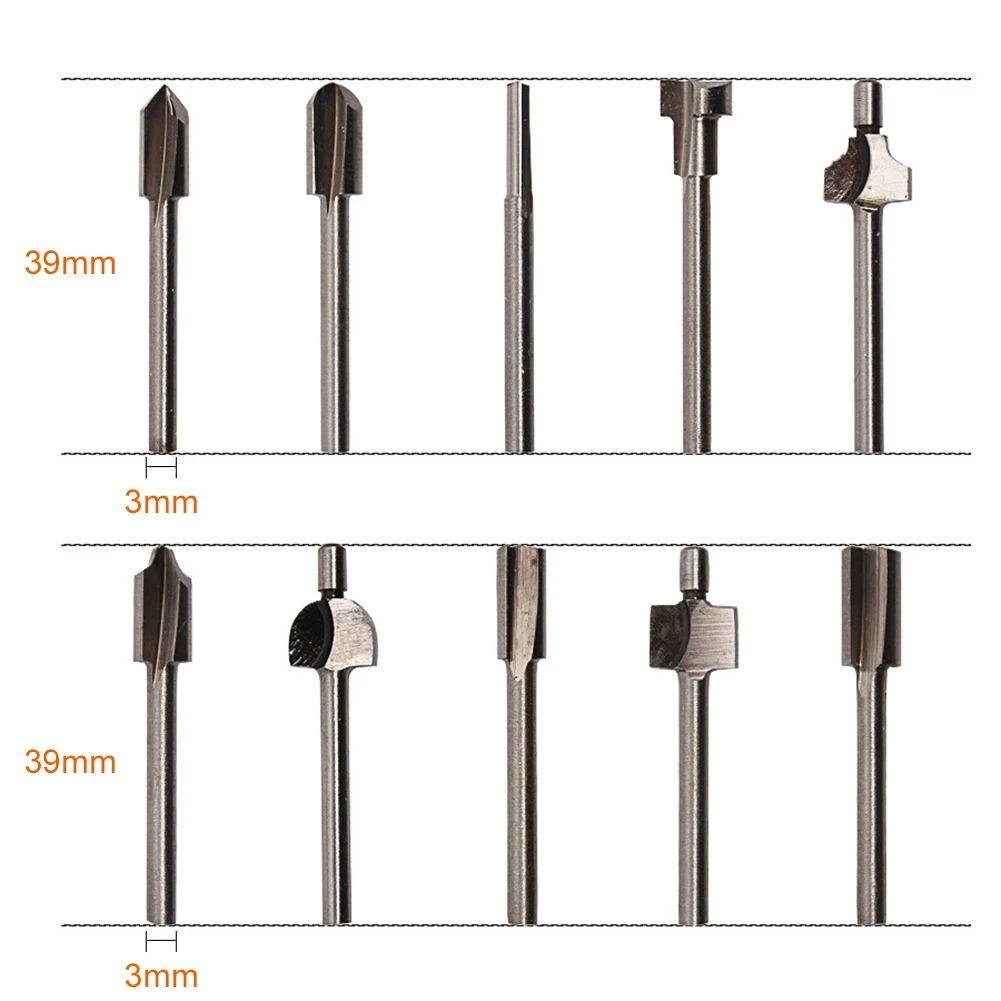 

10Pcs 1/8inch Shank Router Bit Milling Cutter DIY Woodworking Carving Drill Tool