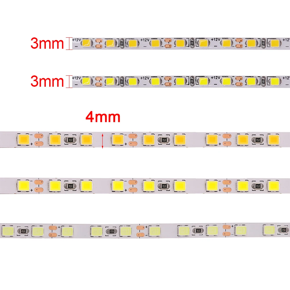 

5m DC 12V LED Strip 2835 SMD 120LEDs/m 4MM Flexible LED Rope Ribbon Tape LED Light Lamp 3mm SMD 2025 LED Strip