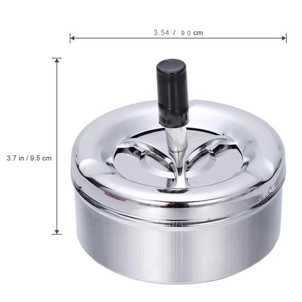 

Smoking Accessories Stainless Steel Ashtray Round Push Down Cigarette Ashtray with Rotating Tray HEE889