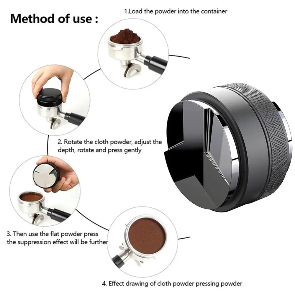 Manipulador de caf&eacute; de acero inoxidable, 53mm, altura ajustable, Trefoil, distribuidor de caf&eacute;, accesorios de caf&eacute;-2