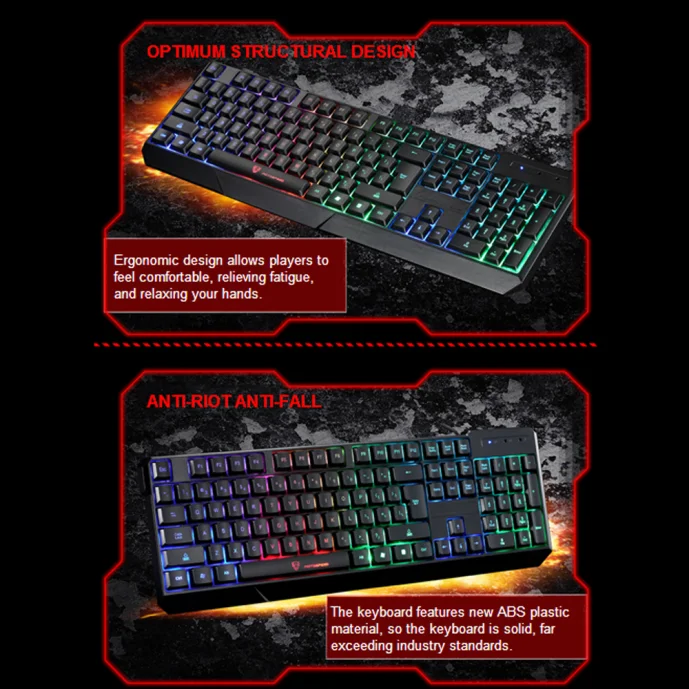 K70 Waterproof Colorful LED Illuminated Backlit USB Wired Gaming Keyboard lights for professional gaming wired keyboard|Клавиатуры| |