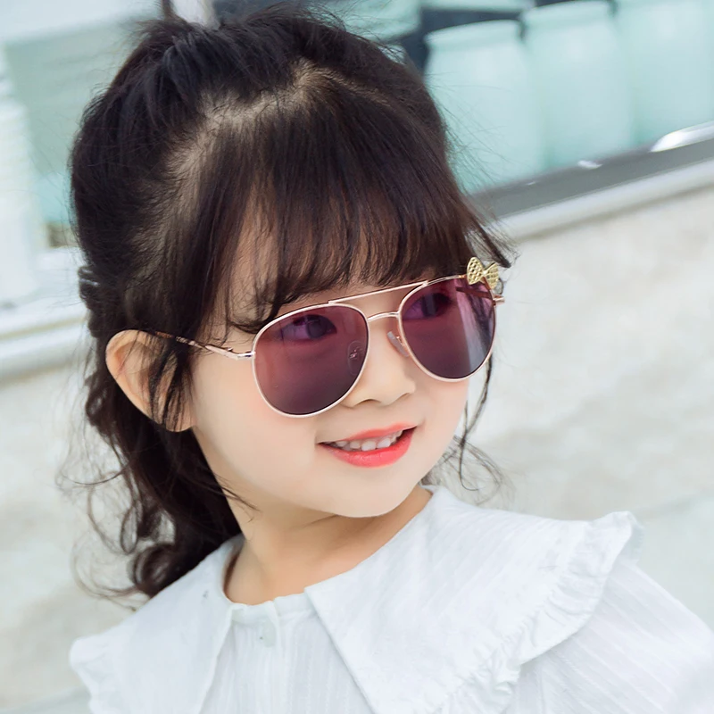 

Fashion Girls Bow Sunglasses Metal Frame Kids Glasses Children Outdoor Goggles Party Eyewear New Cute Style Sun Glasses