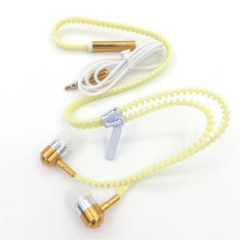 

Glowing Earphone Luminous Light Metal Zipper Earbuds Glow In The Dark For Iphone for Samsung for Xiaomi MP3 With Mic