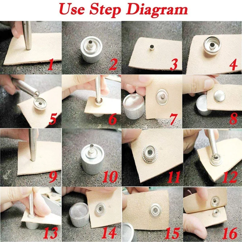 

72Pcs 15MM Stainless Steel Fastener Snap Press Stud Button for Marine Boat Canvas with Punching Set Tool Kit Silver