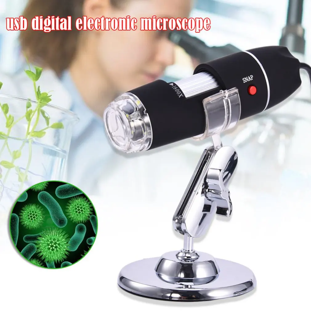 8 led light digital microscope usb 500x 1600x endoscope camera microscopio magnifier electronic monocular microscope with stand free global shipping