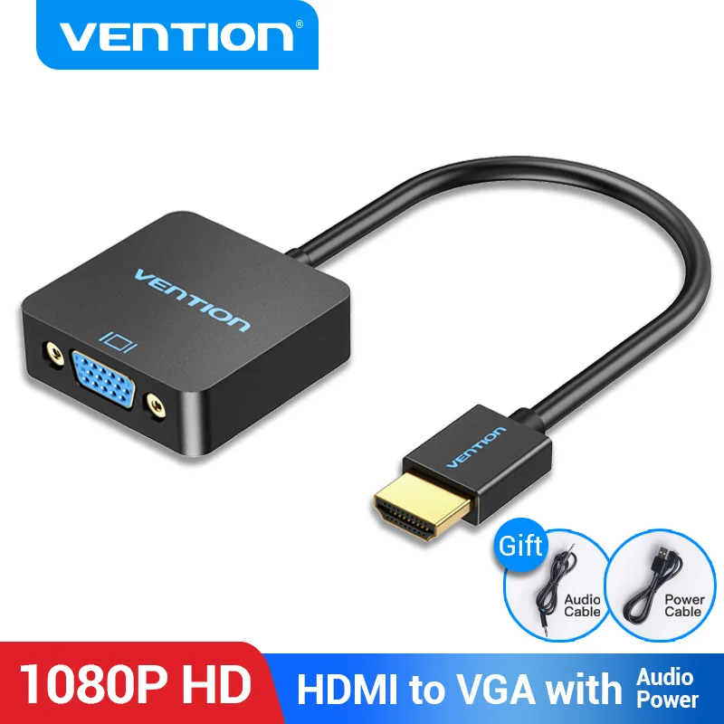 Vention HDMI к VGA адаптер конвертер «Папа-мама» 1080P VGA к HDMI с 3,5 разъемом аудио кабель для ноутбука ТВ коробка HDMI к VGA 