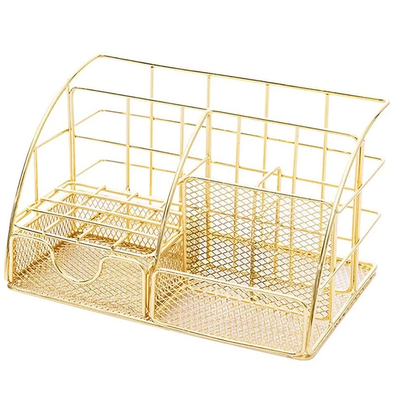 

Desk Organizer, Mesh Office Supplies Desk Accessories, Features 5 Compartments + 1 Mini Sliding Drawer