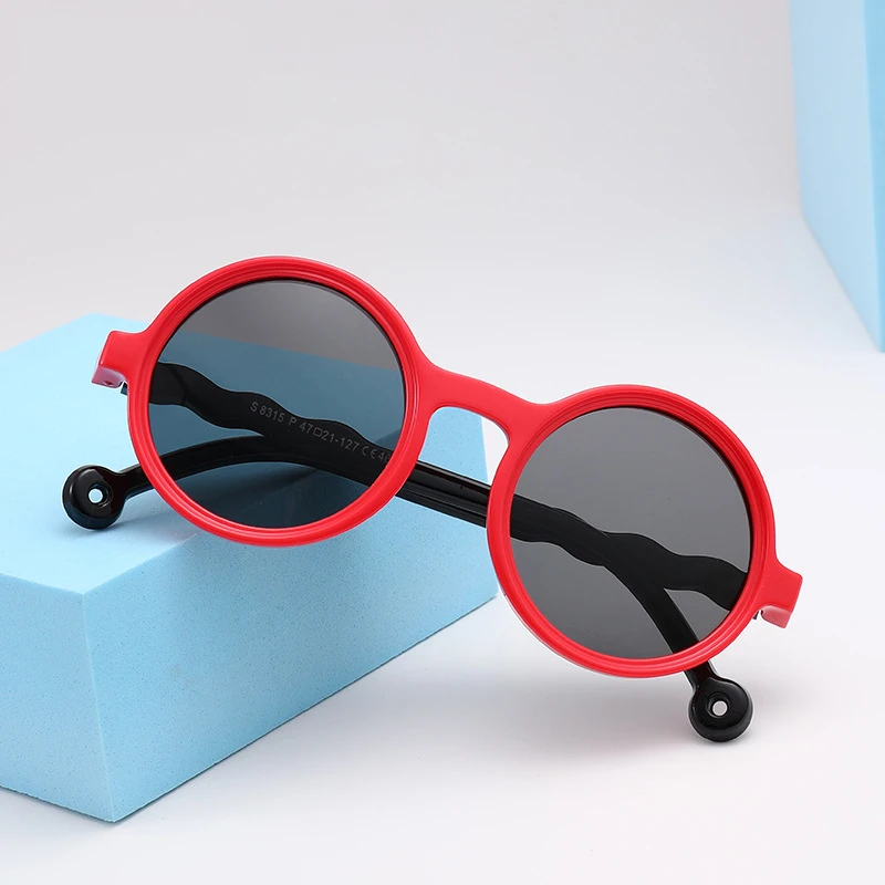

Kids Round Frame Silicone Sunglasses Outdoor UV Protection Sunglasses Baby Cute Decorative Glasses Polaroid Lens