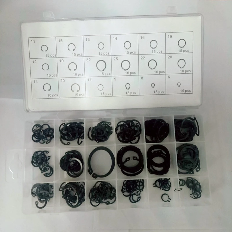 

225PCS Circlip Set Retaining E-Type Circlip Lock Snap Retaining Ring Assortment Set Holes Shaft Collar Washer