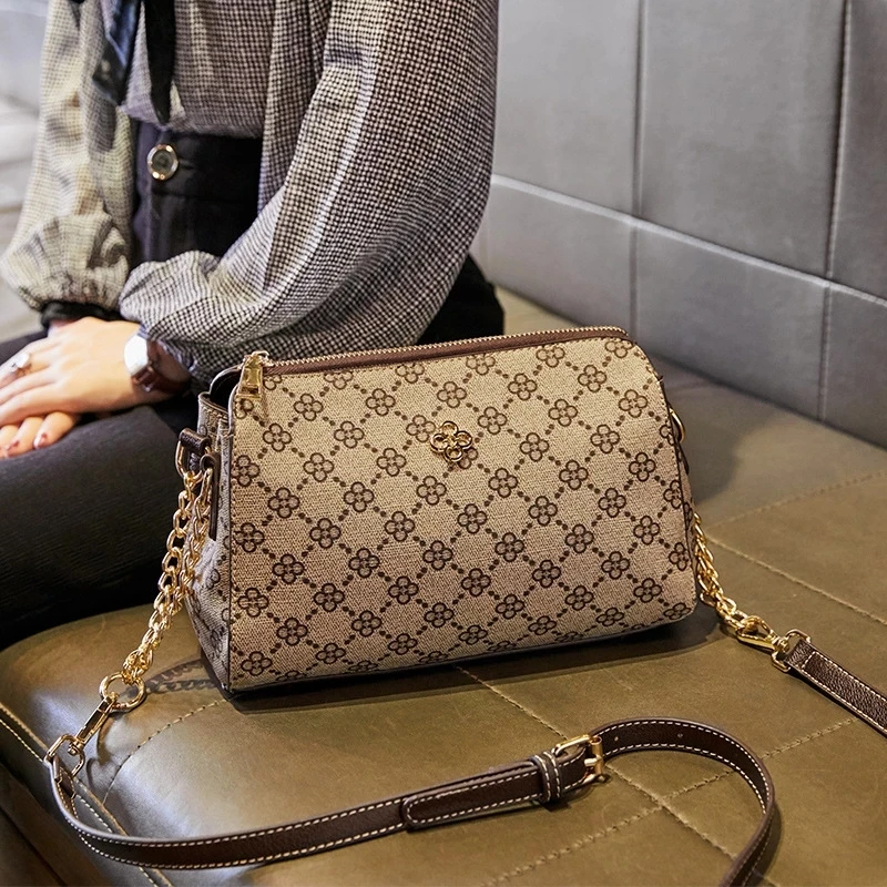 

Women's flower printed messenger bag high quality leather messenger bag designer brand Mini Bag 2020