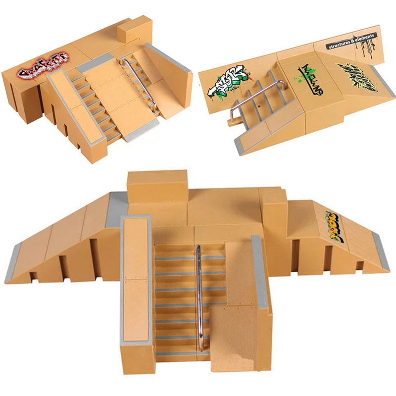 

Mini Fashion Finger Skate Park Ramp Kits Rain Skateboard Fingers Training Props Games Kids Indoor Extreme Sport Toy Set