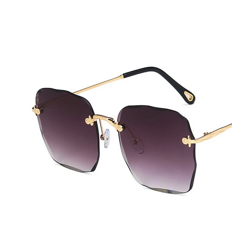 

Fashion Rimless Sunglasses Women 2021 Luxury Brand Oversize Square Frame Eyewear Gradient Lens Mirror Sun Glasses Lady Eyeglass