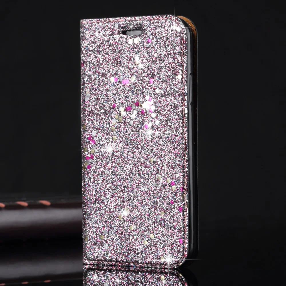 LLZ.COQUE Sparkle Flip PU Leather Magnetic Wallet Stand Case for XS MAX 7 8 PLUS X 5 5S SE 6 6S Bling Capas Fundas Coque | Мобильные