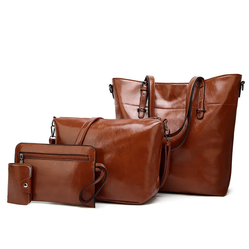 WxfbBaby новая женская сумка однотонная модная композитная из кожи с масляным воском